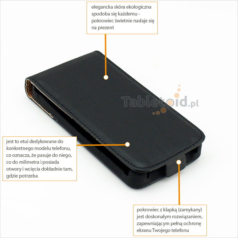 Praktyczny futerał zamykany z eko skóry