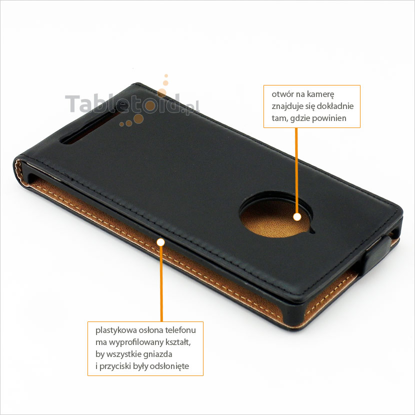 Etui z wyprofilowanymi otworami pasujące do telefonu Nokia Lumia 830
