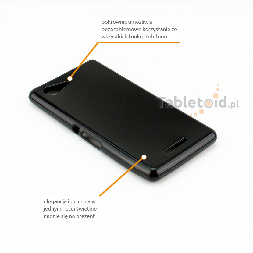 Pokrowiec na telefon Sony Xperia E2 umożliwia bezproblemowe korzystanie z wszystkich funkcji w telefonie
