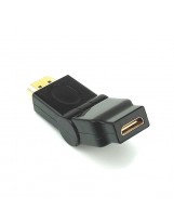 Adapter, przejściówka: mini HDMI (gniazdo) do HDMI (wtyk) – kątowy 180 stopni, regulowany