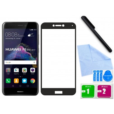 Zaokrąglone szkło hartowane 3D do telefonu Huawei P8 lite 2017 - kolort, w dobrej cenie, curved,9H